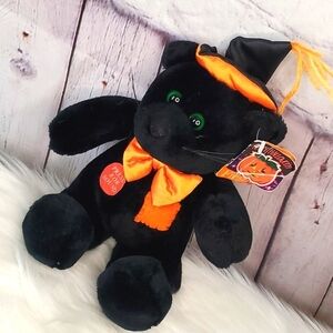 Y2K Fiesta Halloween Meow Witch Black Cat Plush Stuffed Animal Works 10" 🐈‍⬛️